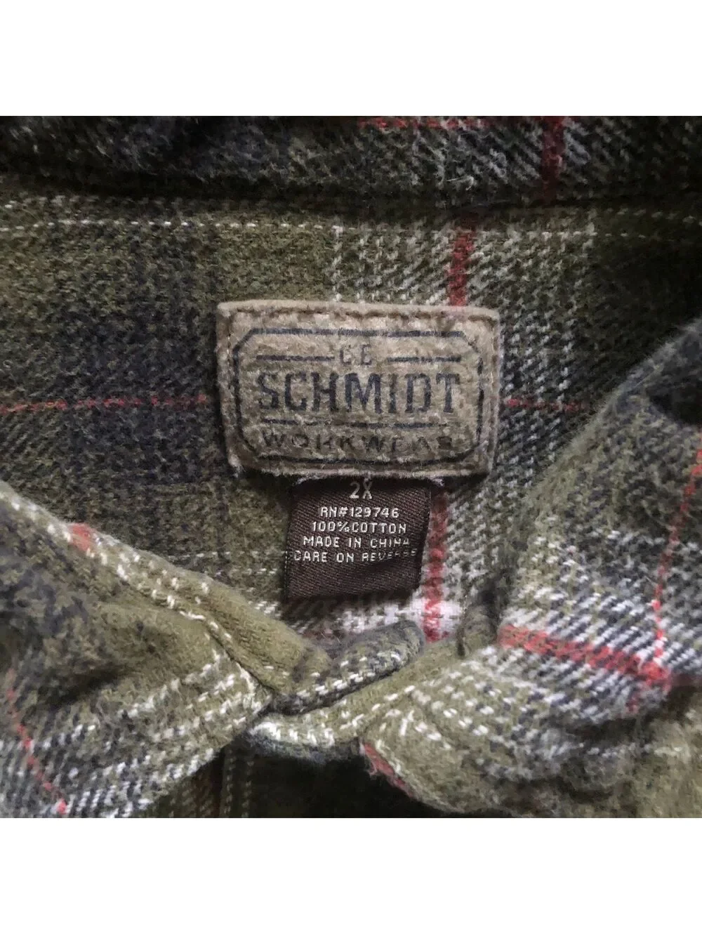 Schmidt Workwear Men's 2X Plaid Cotton Flannel Shirt